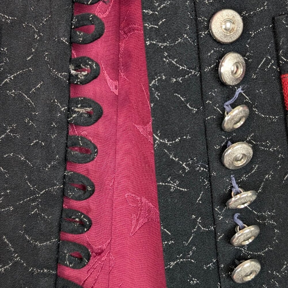 Black & Red Metallic Buttoned Jacket - Picture 6 of 9